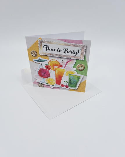Vierkante wenskaart "Time to Party!"