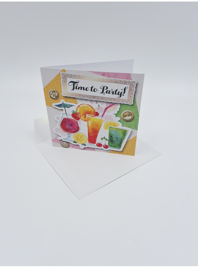 Vierkante wenskaart "Time to Party!"