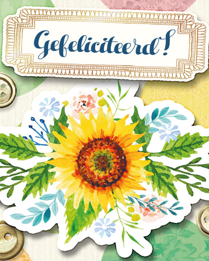 Vierkante wenskaart "Gefeliciteerd!"