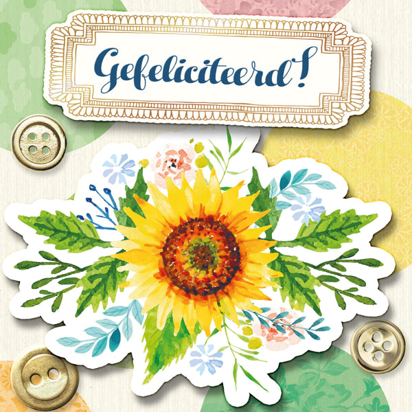 Vierkante wenskaart "Gefeliciteerd!"