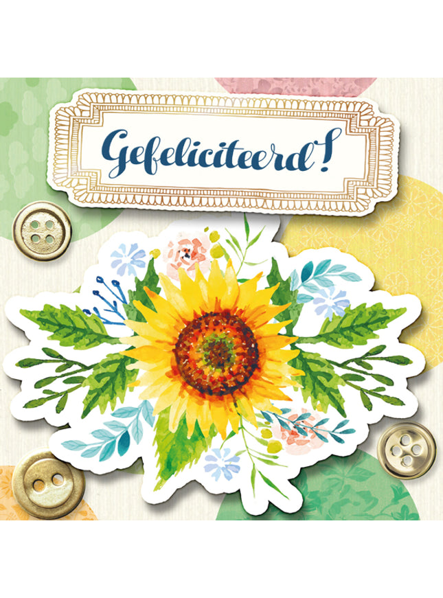 Vierkante wenskaart "Gefeliciteerd!"