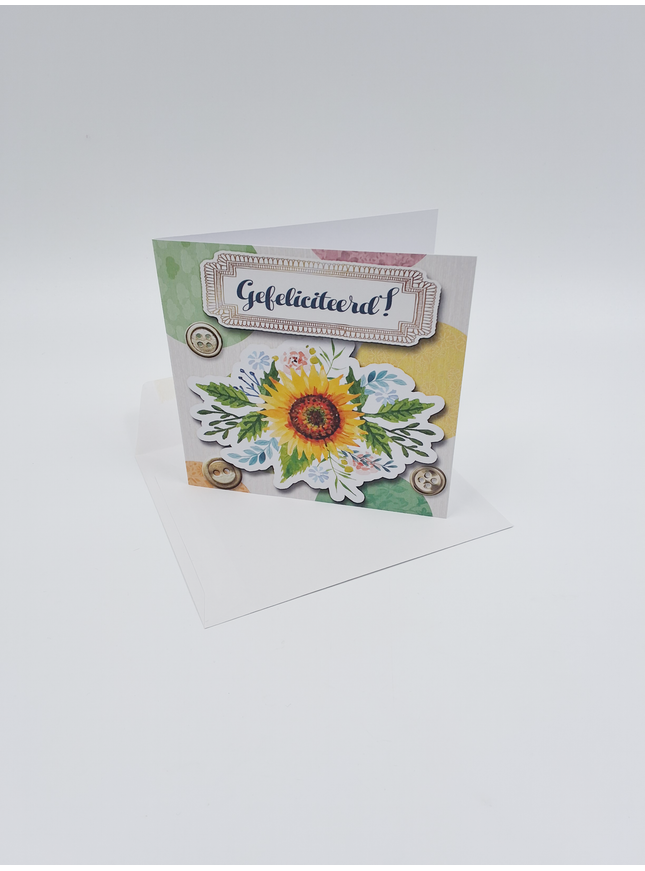 Vierkante wenskaart "Gefeliciteerd!"