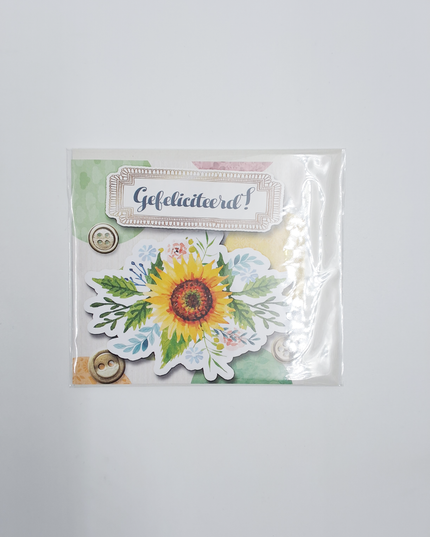 Vierkante wenskaart "Gefeliciteerd!"