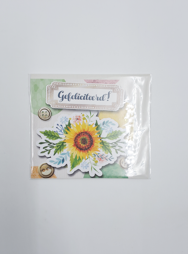 Vierkante wenskaart "Gefeliciteerd!"