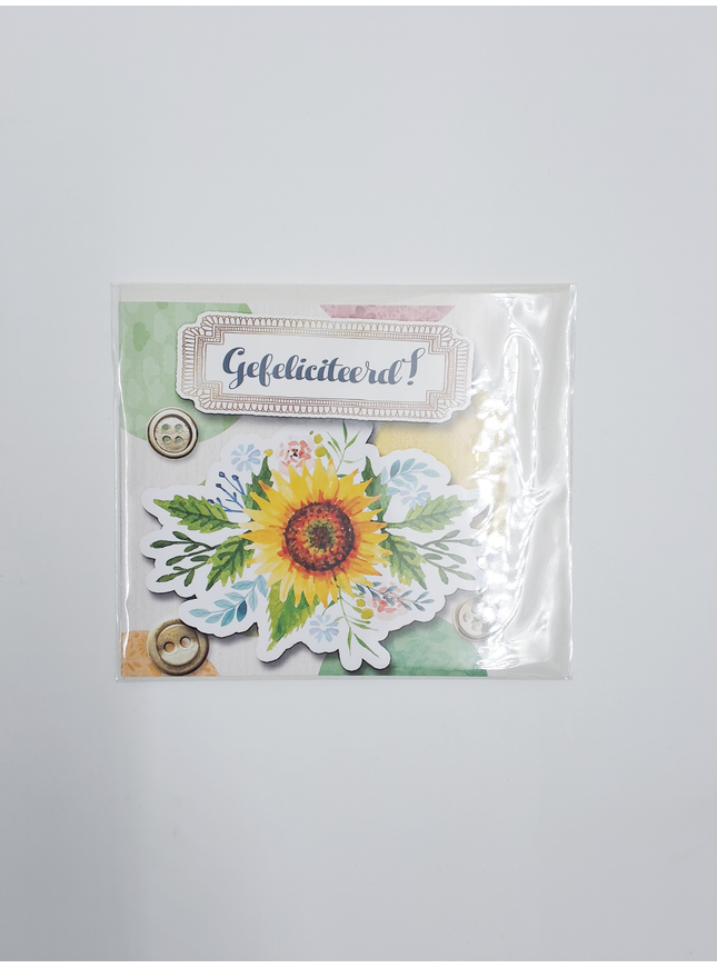 Vierkante wenskaart "Gefeliciteerd!"