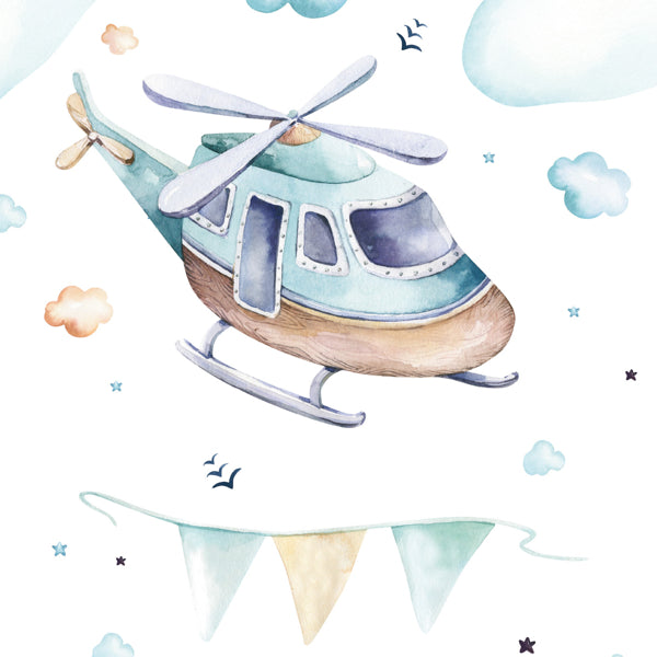 Vierkante wenskaart helicopter