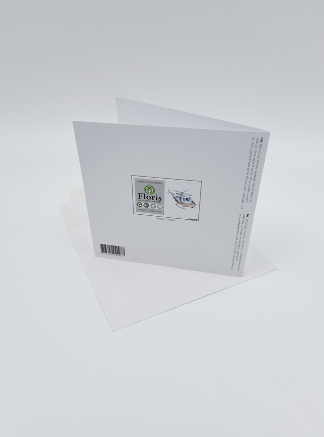 Vierkante wenskaart helicopter