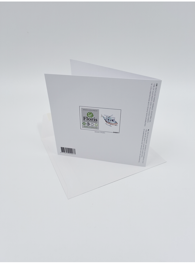 Vierkante wenskaart helicopter