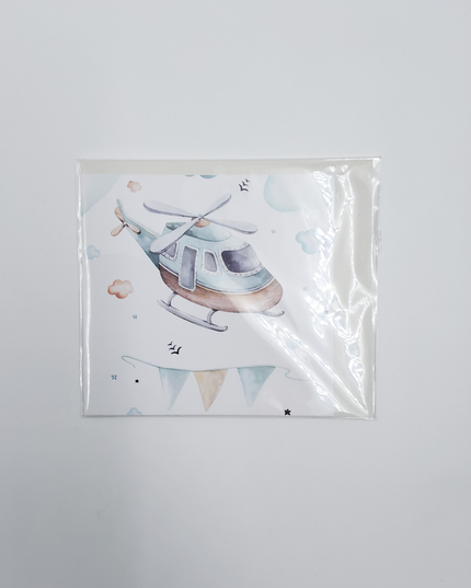 Vierkante wenskaart helicopter