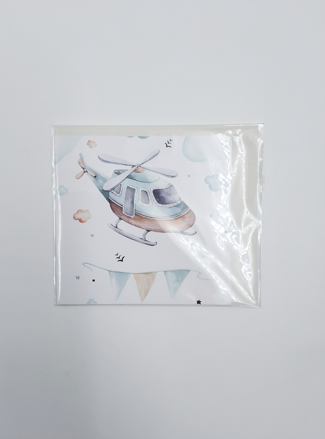 Vierkante wenskaart helicopter