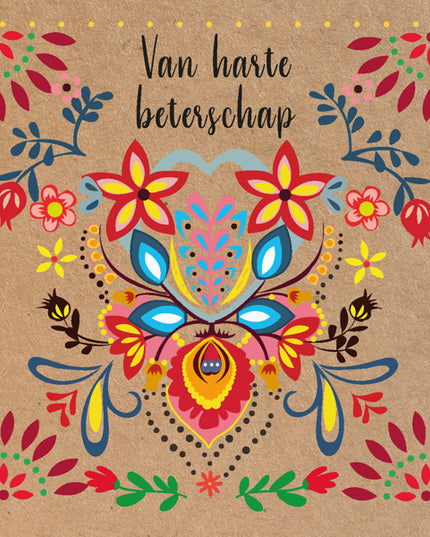 Vierkante wenskaart "Van harte beterschap"