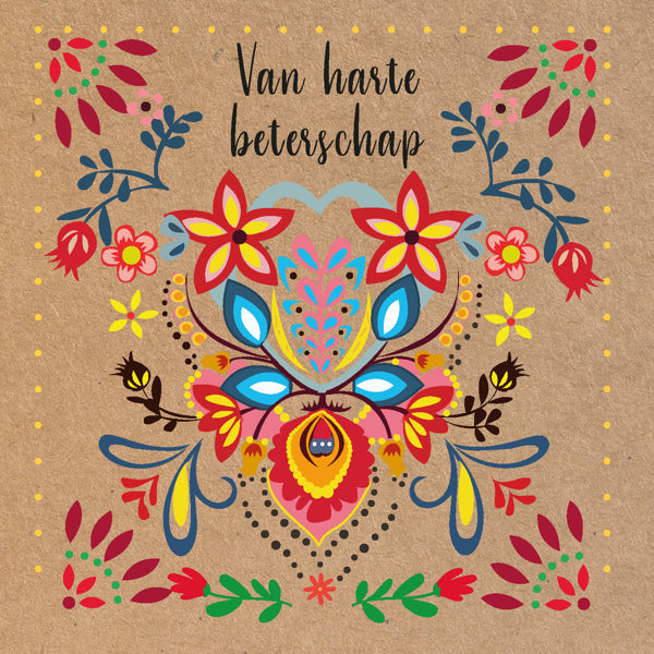 Vierkante wenskaart "Van harte beterschap"