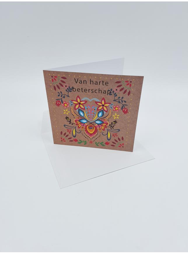 Vierkante wenskaart "Van harte beterschap"