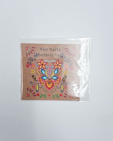 Vierkante wenskaart "Van harte beterschap"