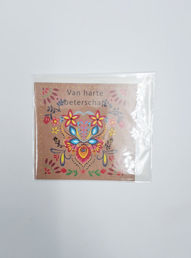 Vierkante wenskaart "Van harte beterschap"