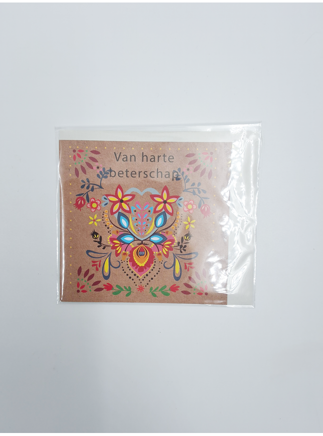 Vierkante wenskaart "Van harte beterschap"