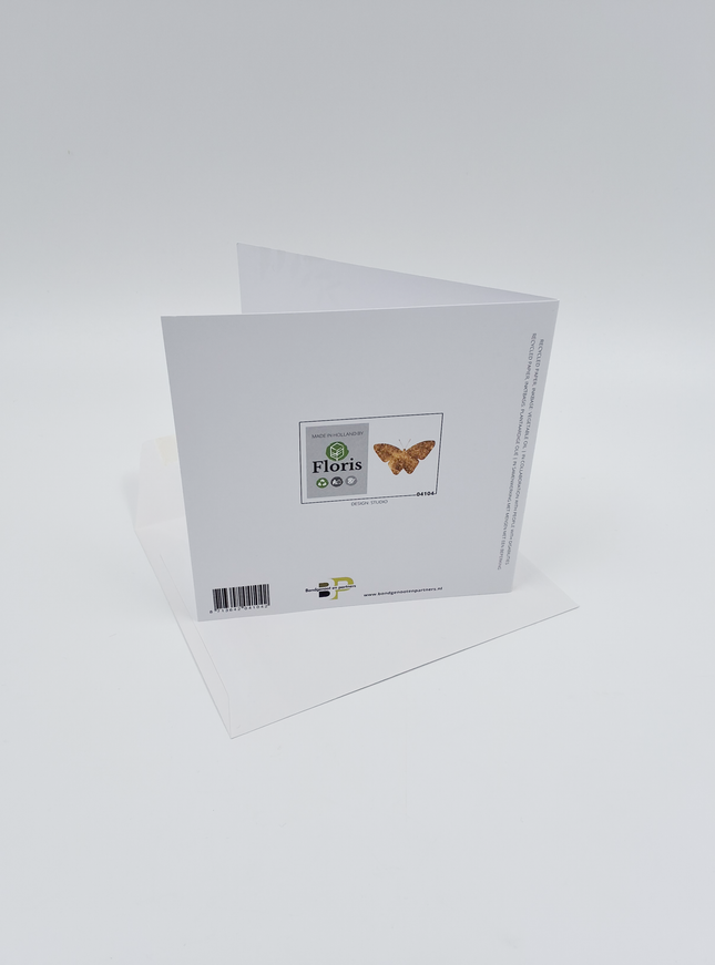 Vierkante wenskaart gouden vlinder