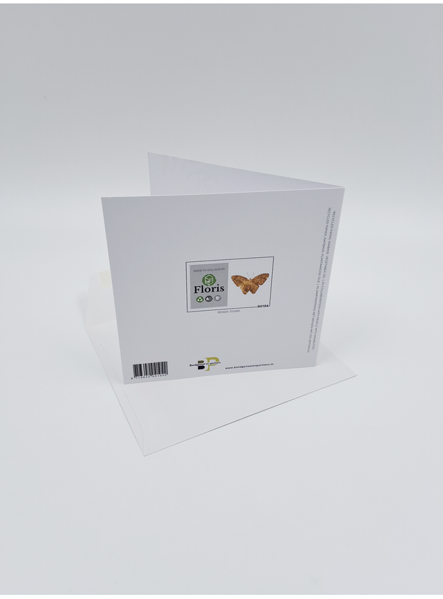 Vierkante wenskaart gouden vlinder