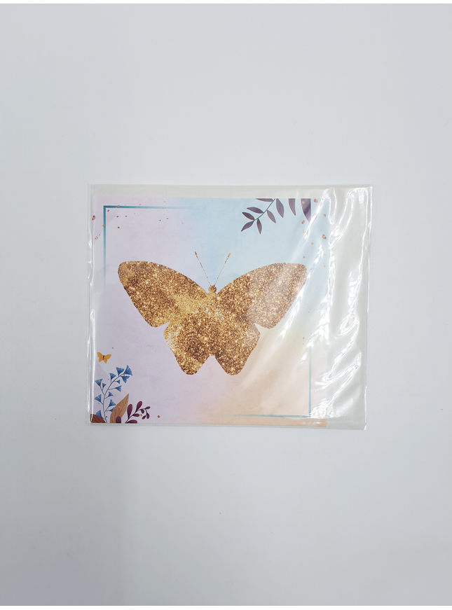 Vierkante wenskaart gouden vlinder