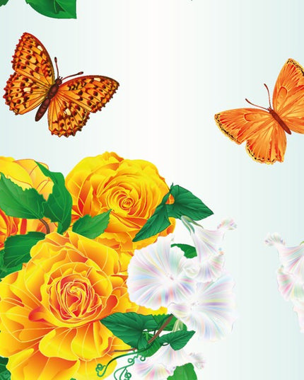 Vierkante wenskaart vlinder met rozen