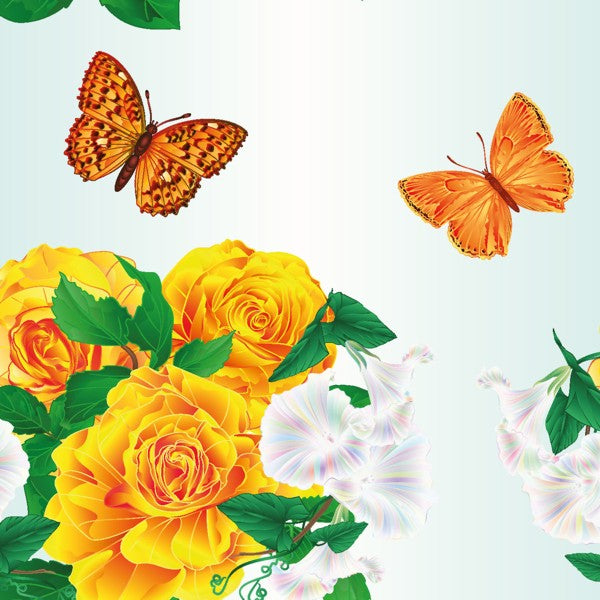 Vierkante wenskaart vlinder met rozen