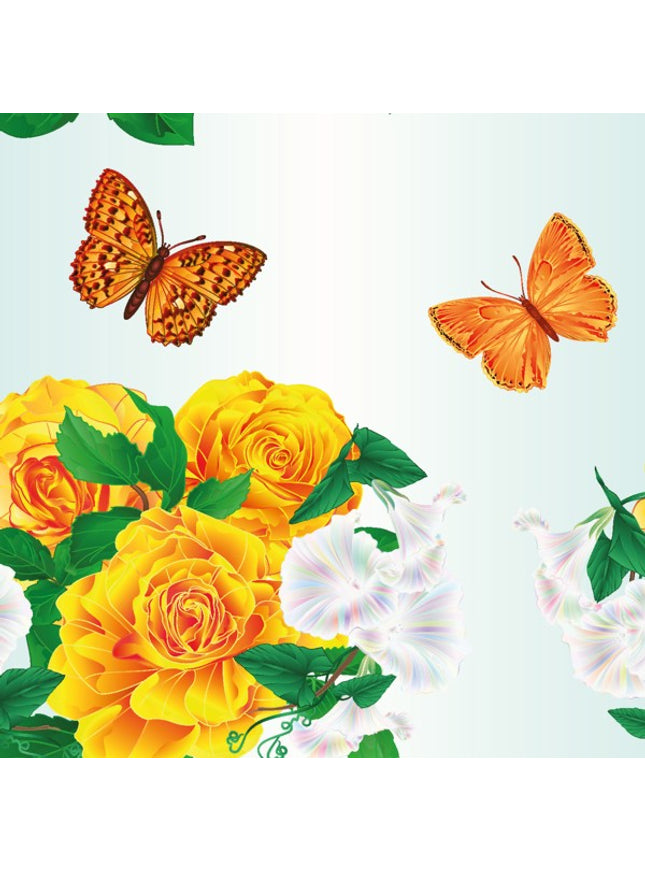 Vierkante wenskaart vlinder met rozen