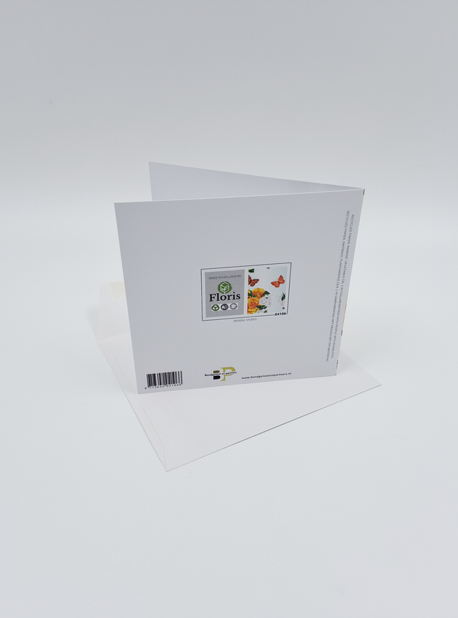 Vierkante wenskaart vlinder met rozen