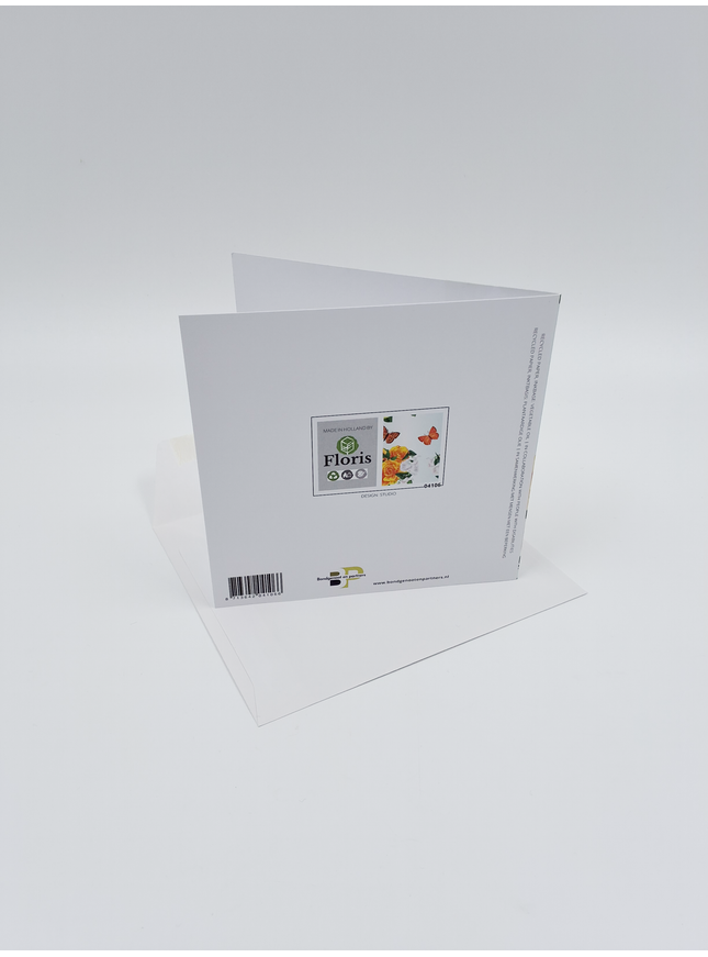 Vierkante wenskaart vlinder met rozen