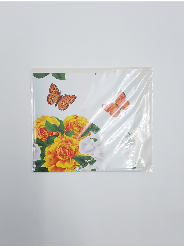 Vierkante wenskaart vlinder met rozen