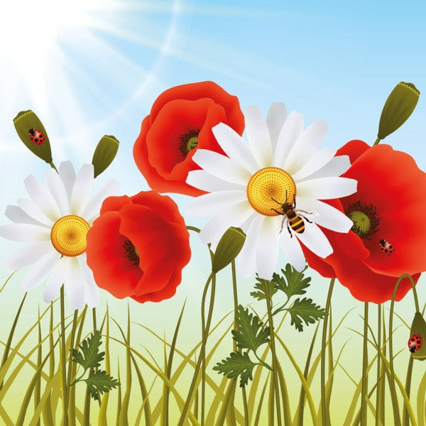 Vierkante wenskaart klaprozen