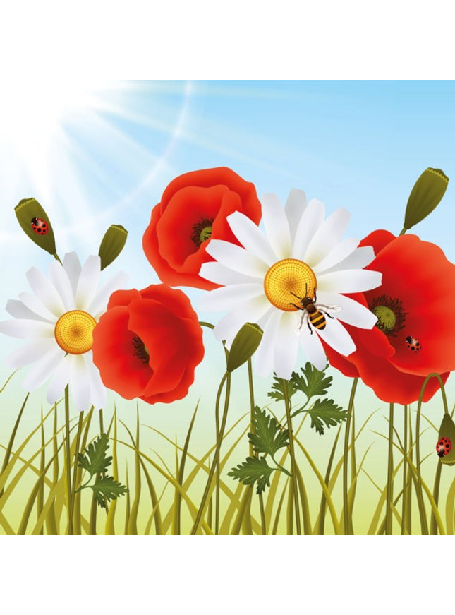 Vierkante wenskaart klaprozen