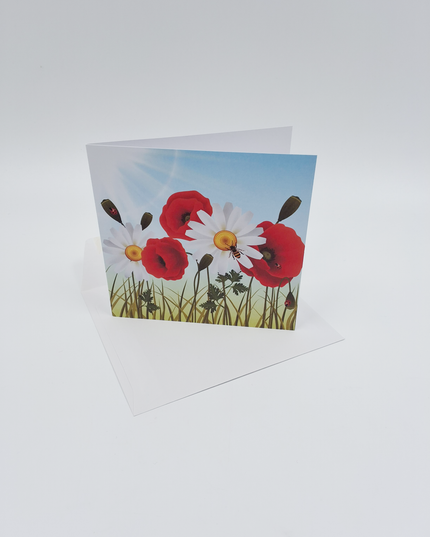 Vierkante wenskaart klaprozen