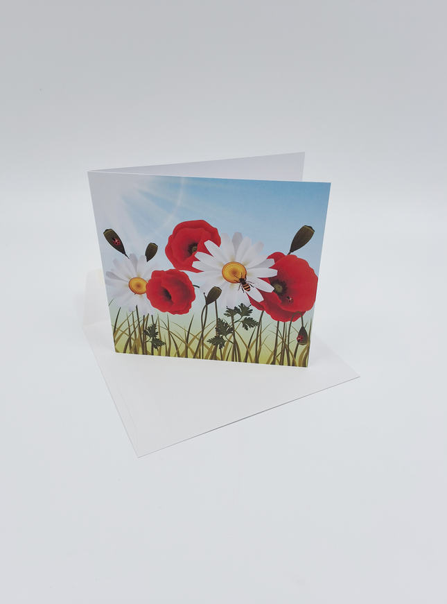 Vierkante wenskaart klaprozen