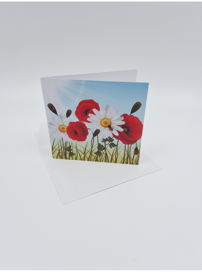 Vierkante wenskaart klaprozen