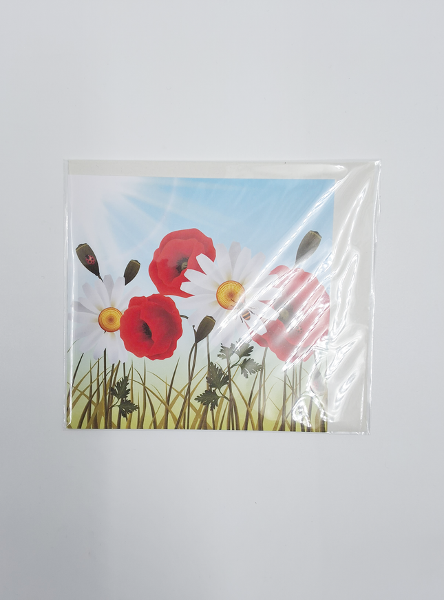 Vierkante wenskaart klaprozen