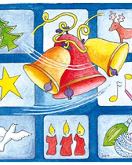 Vierkante kerstkaart kerstklokken