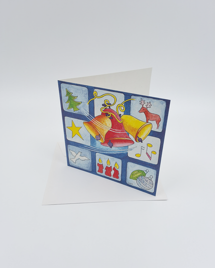 Vierkante kerstkaart kerstklokken