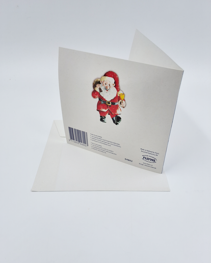 Vierkante kerstkaart kerstman met bel