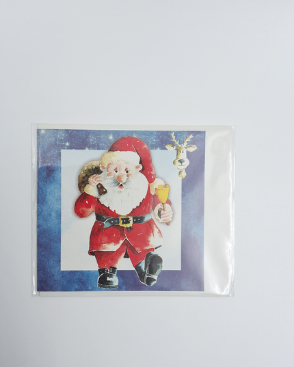 Vierkante kerstkaart kerstman met bel