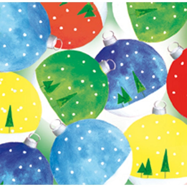 Vierkante kerstkaart kerstballen kleur