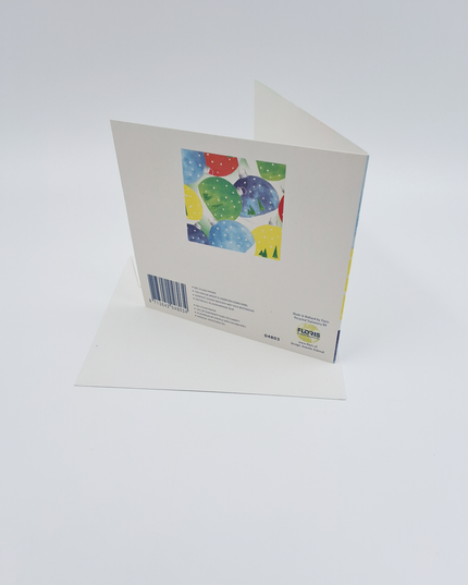 Vierkante kerstkaart kerstballen kleur