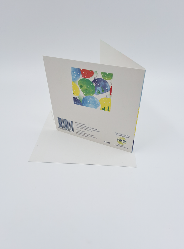 Vierkante kerstkaart kerstballen kleur