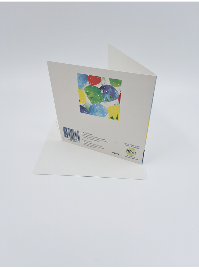 Vierkante kerstkaart kerstballen kleur