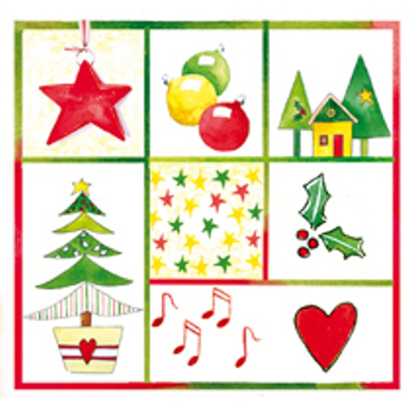 Kerstkaart vierkant ster kerstbal