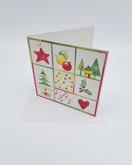 Kerstkaart vierkant ster kerstbal