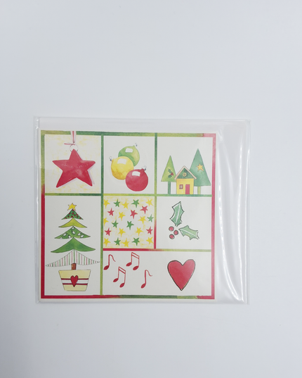 Kerstkaart vierkant ster kerstbal