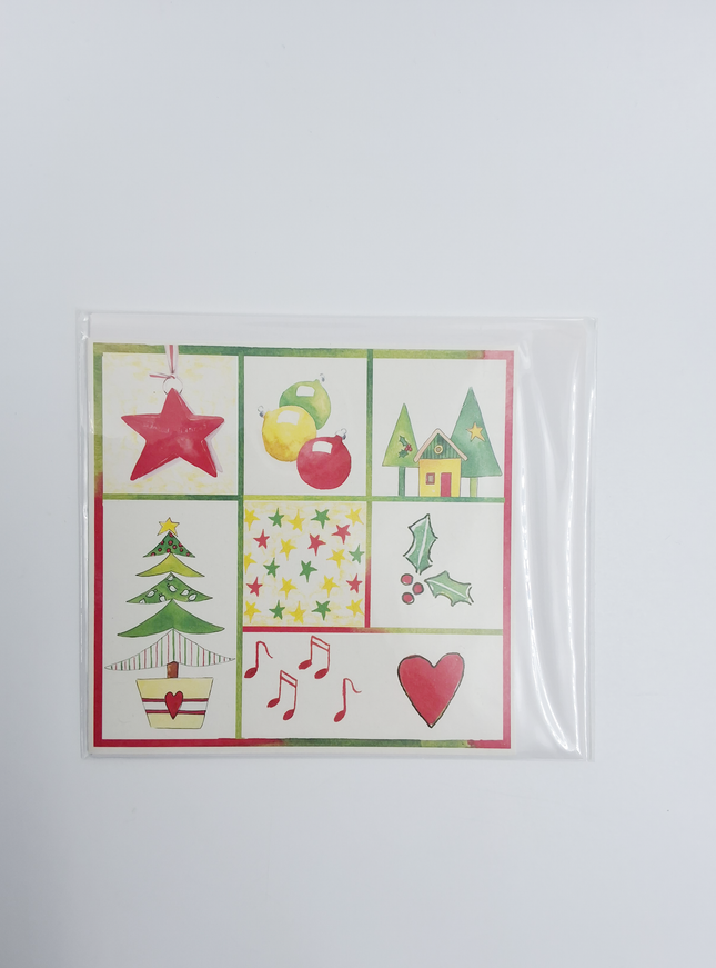 Kerstkaart vierkant ster kerstbal