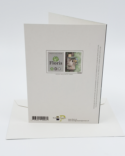 Wenskaart vogel en vogelhuis