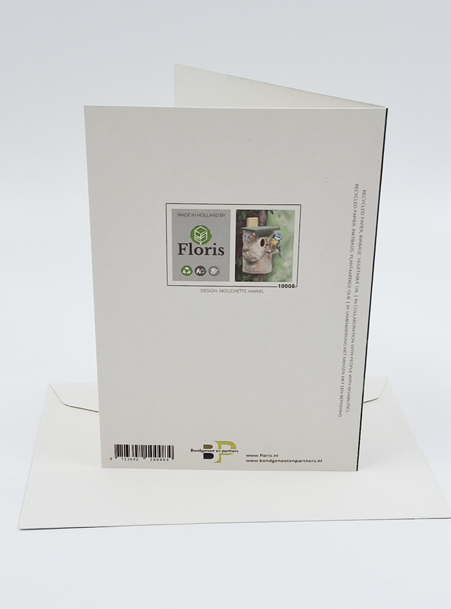 Wenskaart vogel en vogelhuis