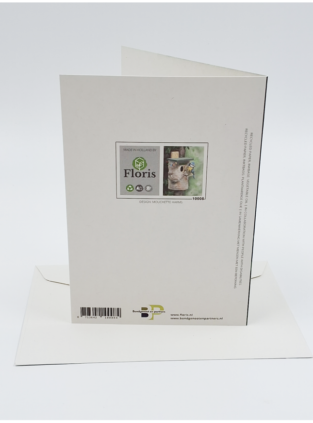 Wenskaart vogel en vogelhuis